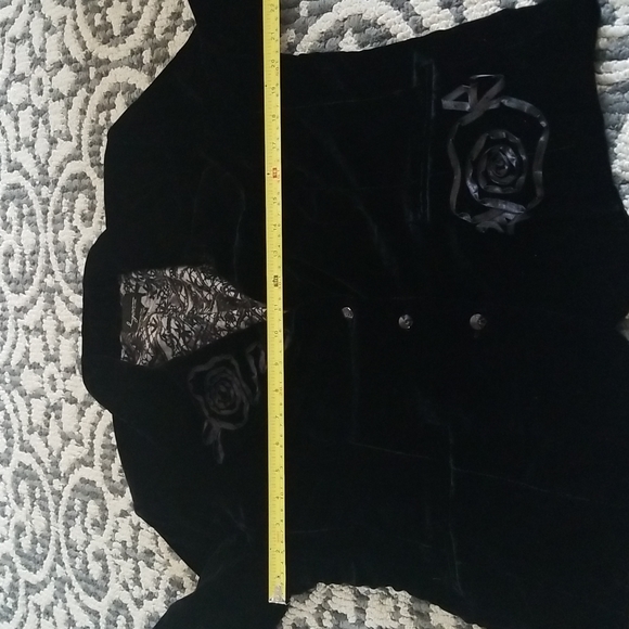 (16) Lynn Ritchie ā¤Black Velvet Blazerā¤Rose Ribbon Details ⤠Night Out Office - Picture 7 of 8